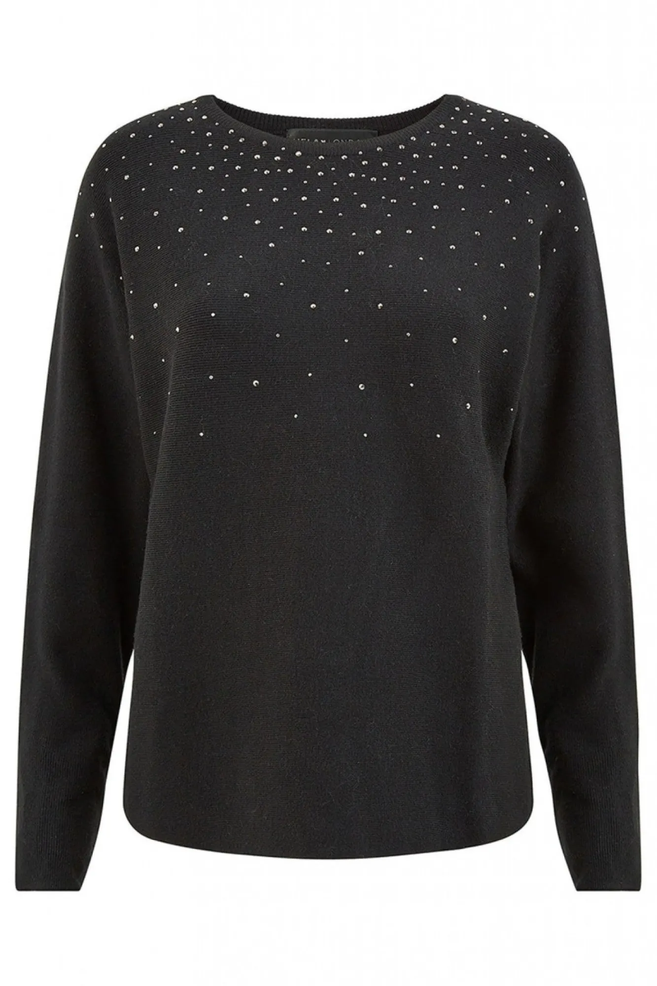 Jumpers^Mela London Batwing Jumper With Sparkly Neckline Black