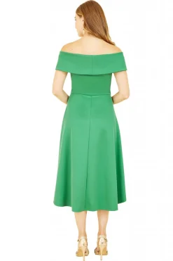 Mini Dresses^Mela London Bright Bardot Dipped Hem Dress Green