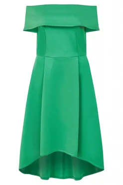 Mini Dresses^Mela London Bright Bardot Dipped Hem Dress Green