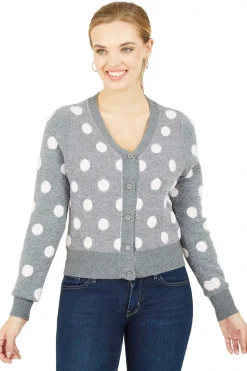 Cardigans^Mela London Buttoned Down Spot Cardigan Grey
