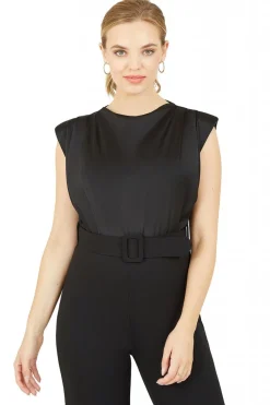 Jumpsuits^Mela London Cowl Neck Stretch Jumpsuit Black