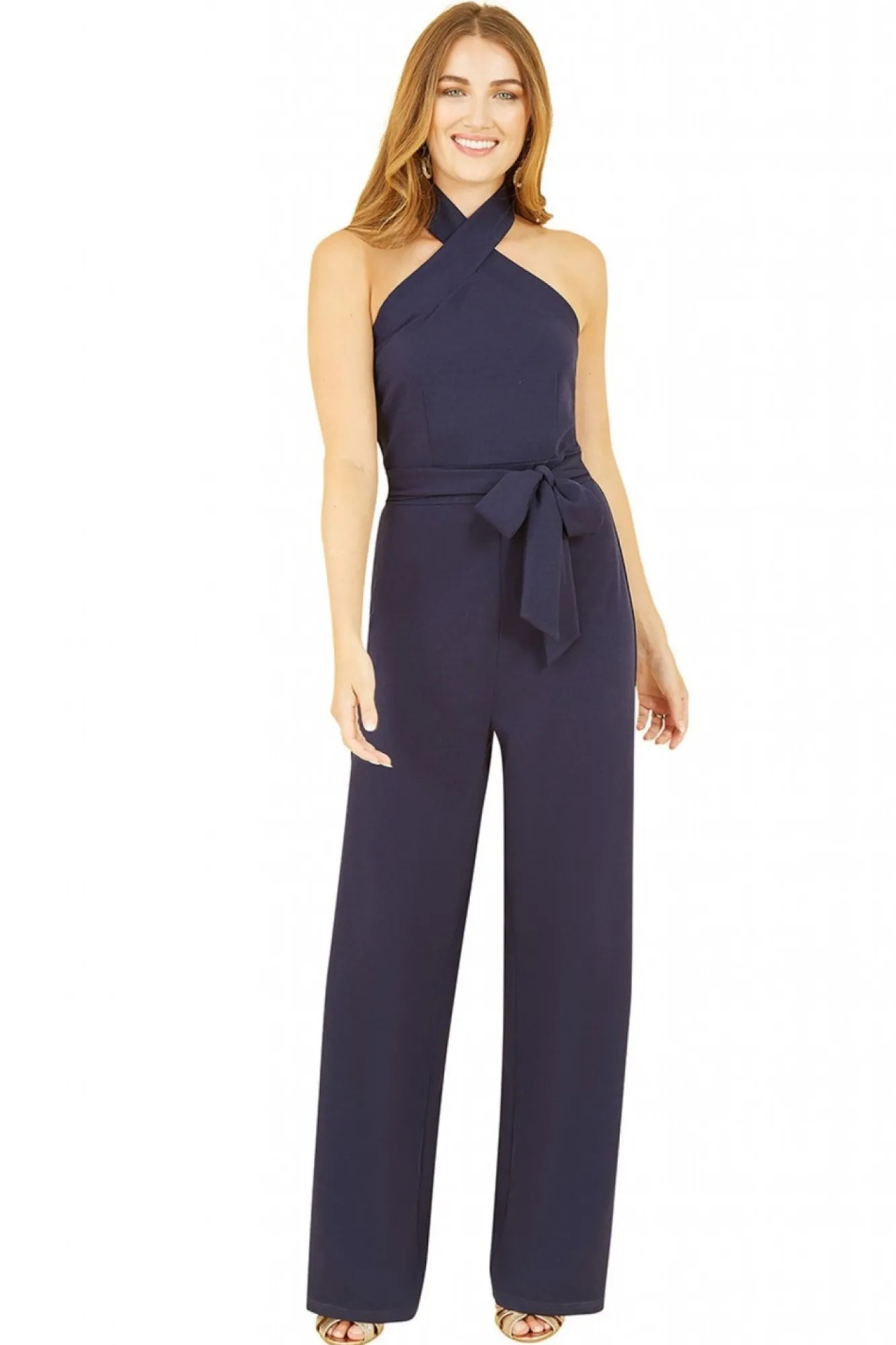 Jumpsuits^Mela London Cross Over Halter Neck Jumpsuit Navy