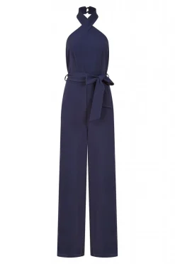 Jumpsuits^Mela London Cross Over Halter Neck Jumpsuit Navy