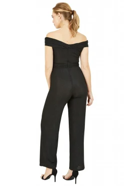 Jumpsuits^Mela London Crossover Bardot Jumpsuit Black