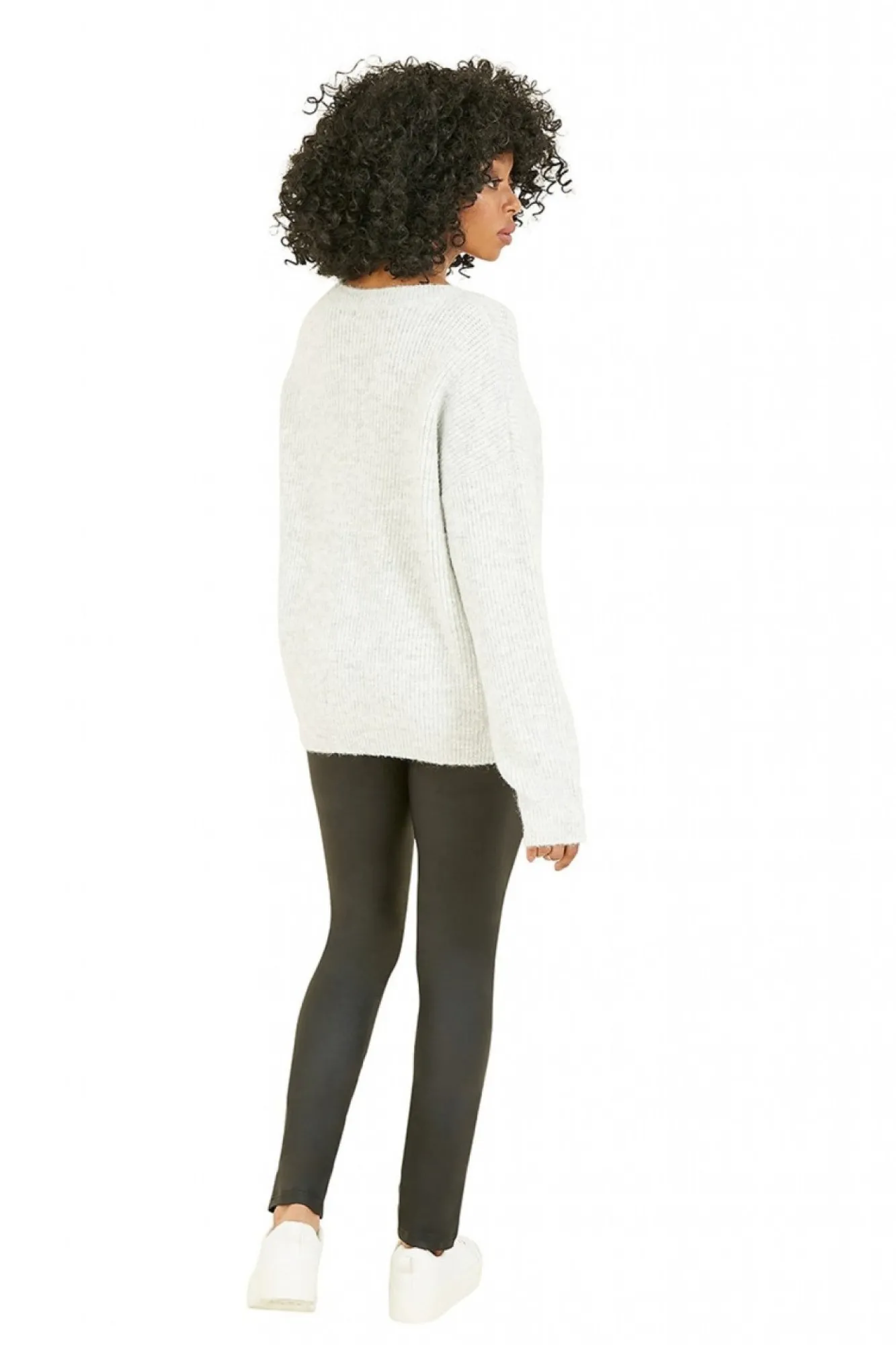 Jumpers^Mela London Diamante Button Knitted Jumper Grey