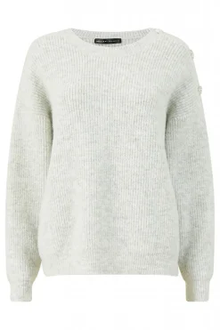 Jumpers^Mela London Diamante Button Knitted Jumper Grey