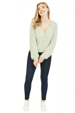 Cardigans^Mela London Diamond Stitch Knitted Cardigan Green