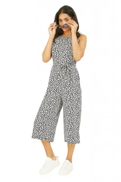 Jumpsuits^Mela London Ditsy Daisy Culotte Jumpsuit Black