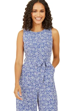 Jumpsuits^Mela London Ditsy Floral Print Culotte Jumpsuit Blue