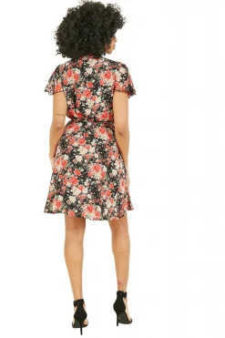 Mini Dresses^Mela London Floral Wrap Over Dress Red
