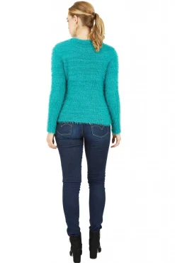 Jumpers^Mela London Fluffy Jumper With Sequins Teal