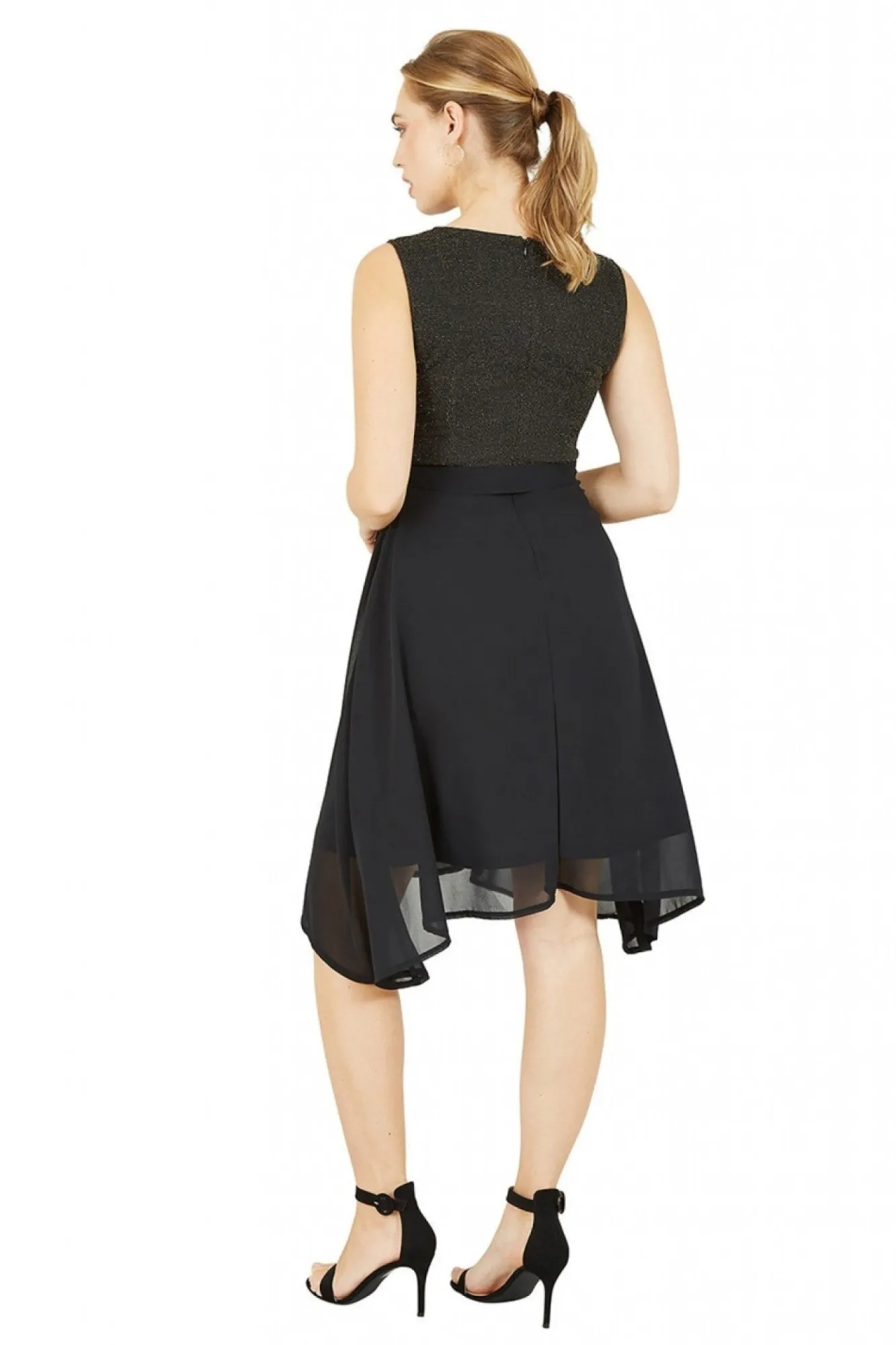 Mini Dresses^Mela London Gold Sparkle Dress With Woven Skirt Black