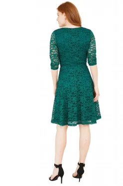 Mini Dresses^Mela London Lace Skater Dress Green