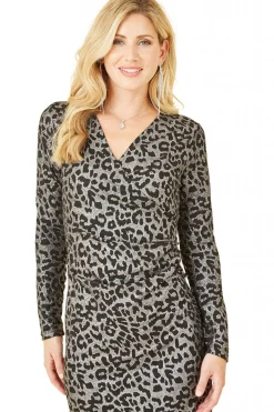 Midi Dresses^Mela London Leopard Print Bodycon Midi Dress Silver