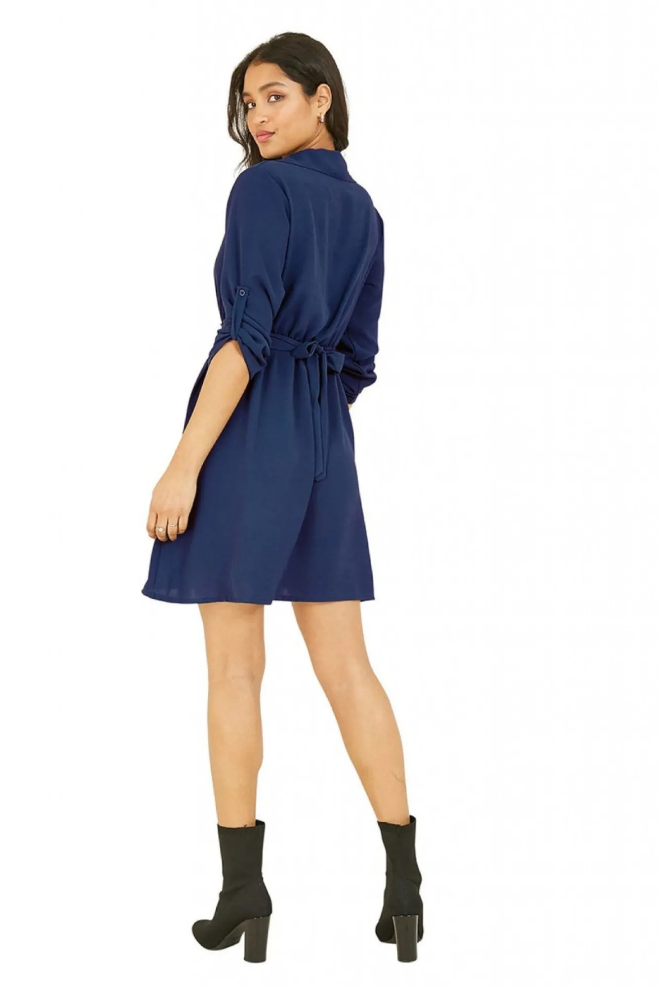 Mini Dresses^Mela London Navy Belted Shirt Dress Blue