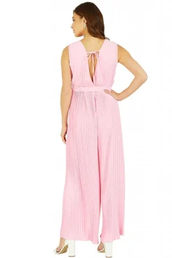 Jumpsuits^Mela London Pleated Jumpsuit With Belt Pink