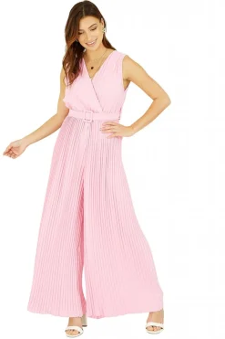 Jumpsuits^Mela London Pleated Jumpsuit With Belt Pink