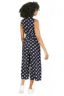 Jumpsuits^Mela London Polka Dot Culotte Jumpsuit Navy