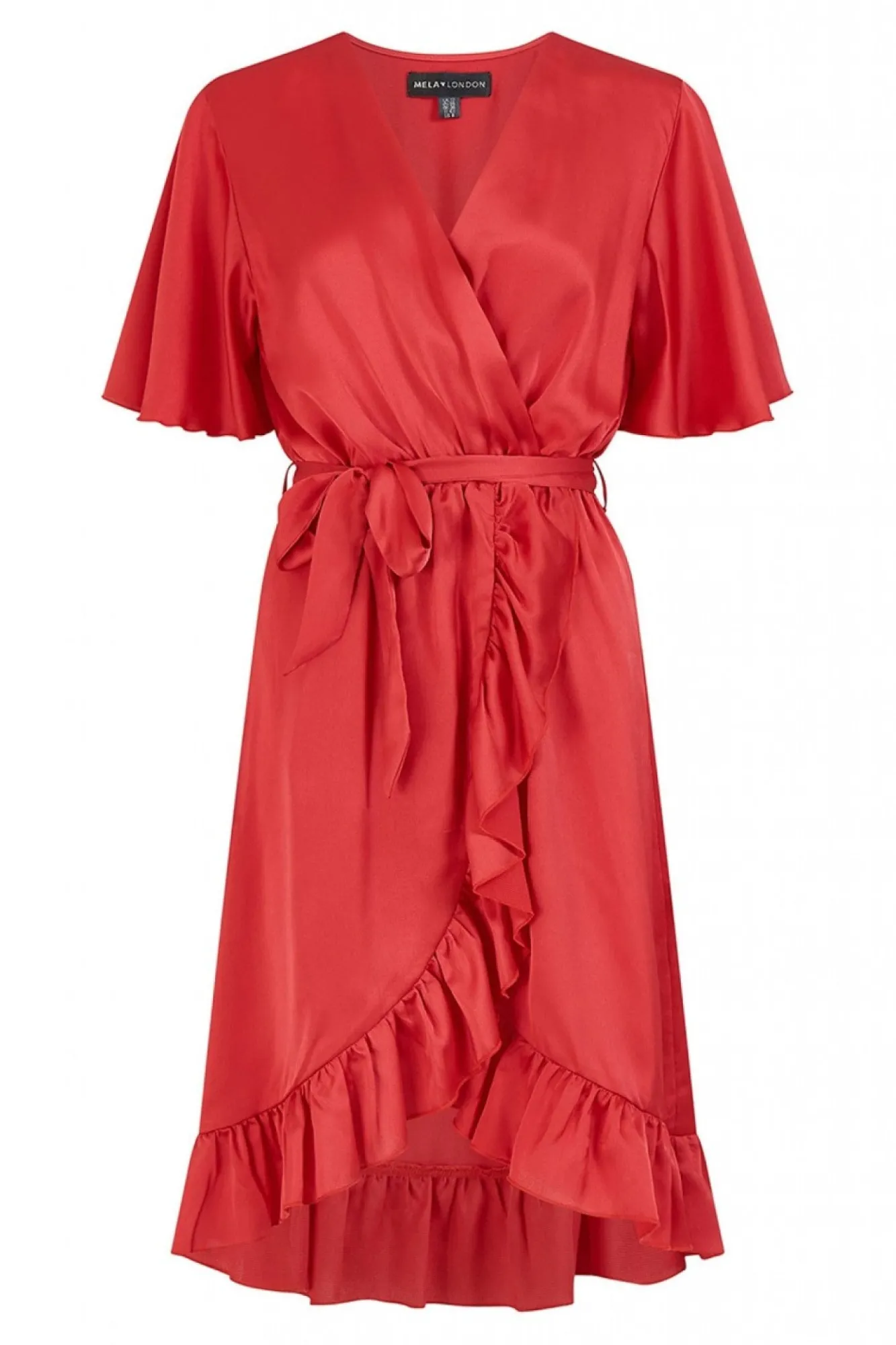 Mini Dresses^Mela London Satin Wrap Dress Red