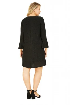 Mini Dresses^Mela London Sparkle Tunic With Fluted Sleeves Black