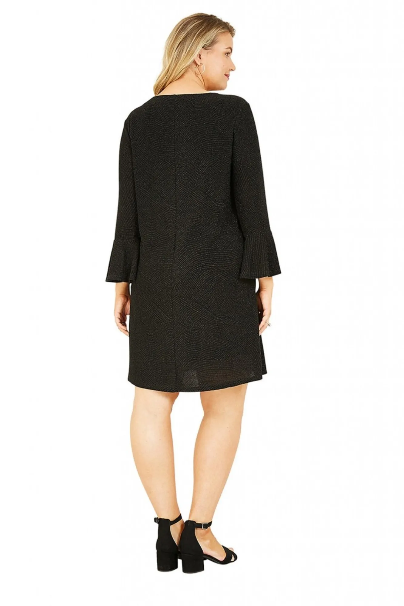 Mini Dresses^Mela London Sparkle Tunic With Fluted Sleeves Black