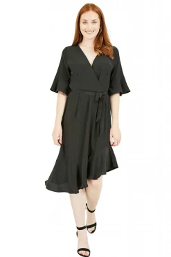 Mini Dresses^Mela London Wrap Dropped Sleeve Dress Black