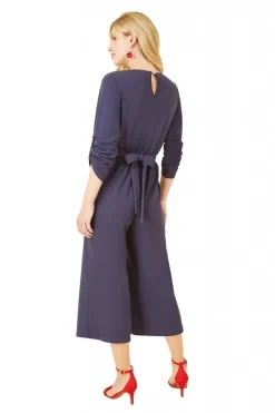 Jumpsuits^Mela London Wrap Over Stretch Jumpsuit With Gold Belt Navy