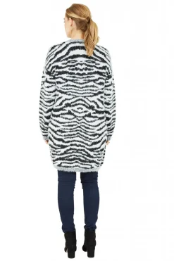 Cardigans^Mela London Zebra Knitted Edge To Edge Cardigan Black