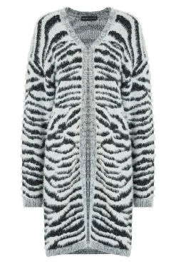 Cardigans^Mela London Zebra Knitted Edge To Edge Cardigan Black