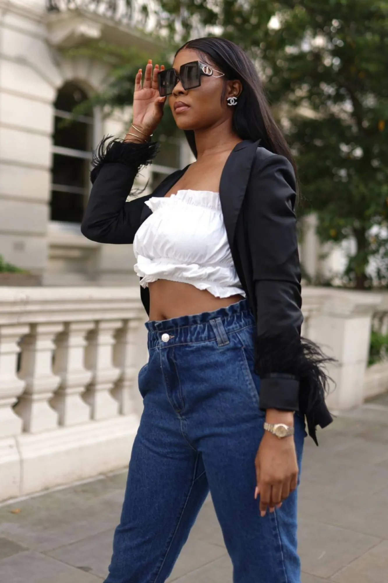 Outerwear^SETSOFRAN London Feather Trim Blazer Black