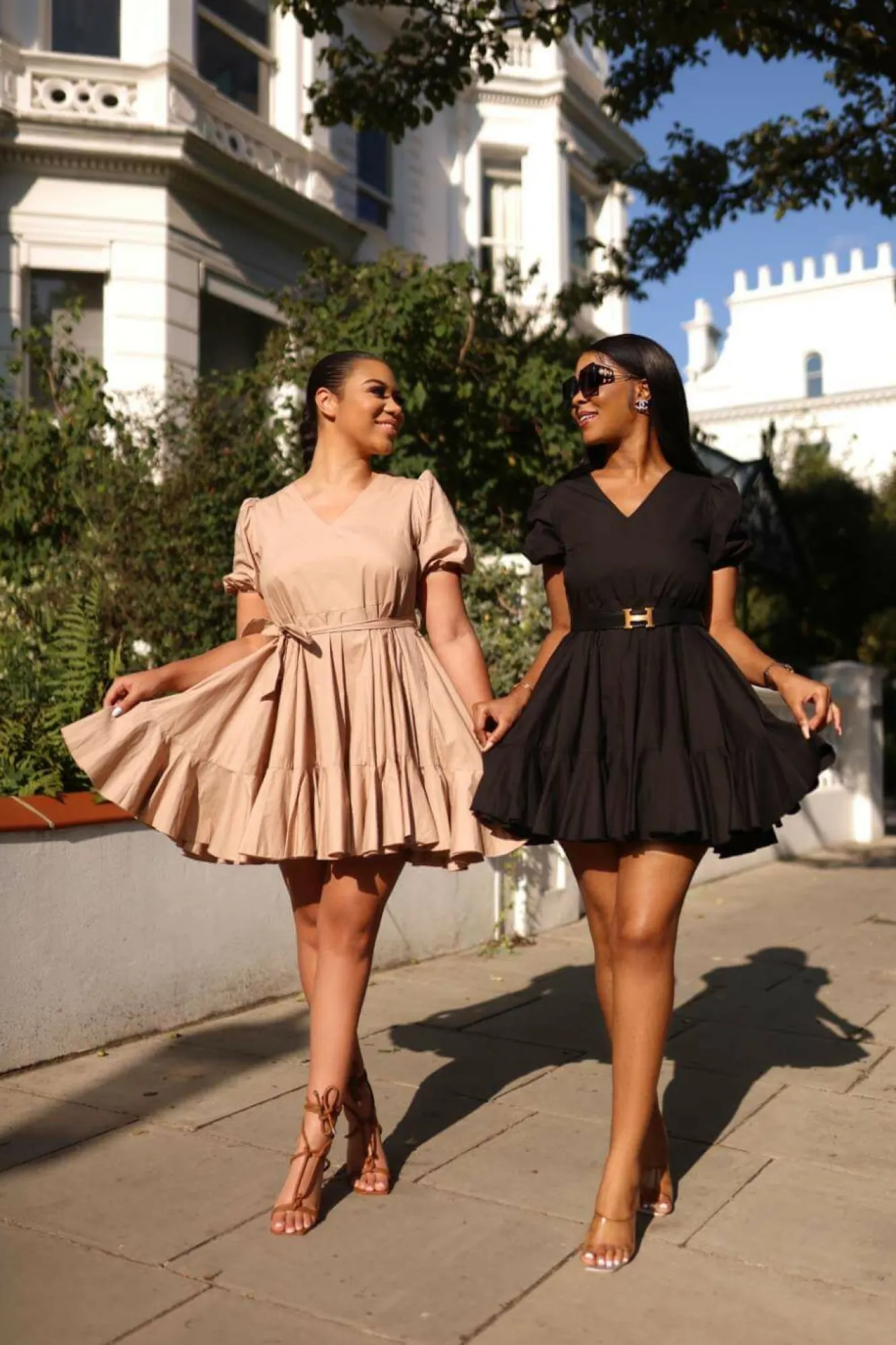 Mini Dresses^SETSOFRAN London Poplin Dress Gathered Hem Black
