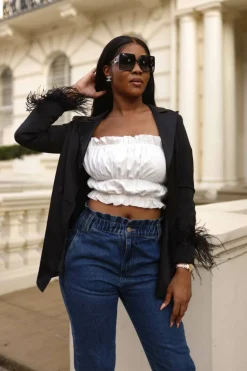 Crop Tops^SETSOFRAN London Ruffle Crop Top White