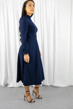 Midi Dresses^Signage Long Sleeve Turtle Neck Midi Dress Navy