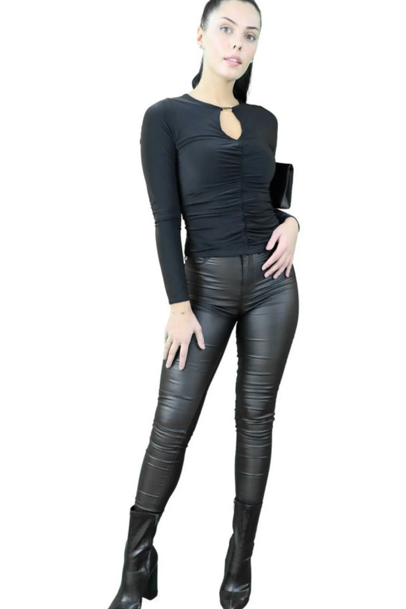 Trousers^Signage Pu Legging Casual Black