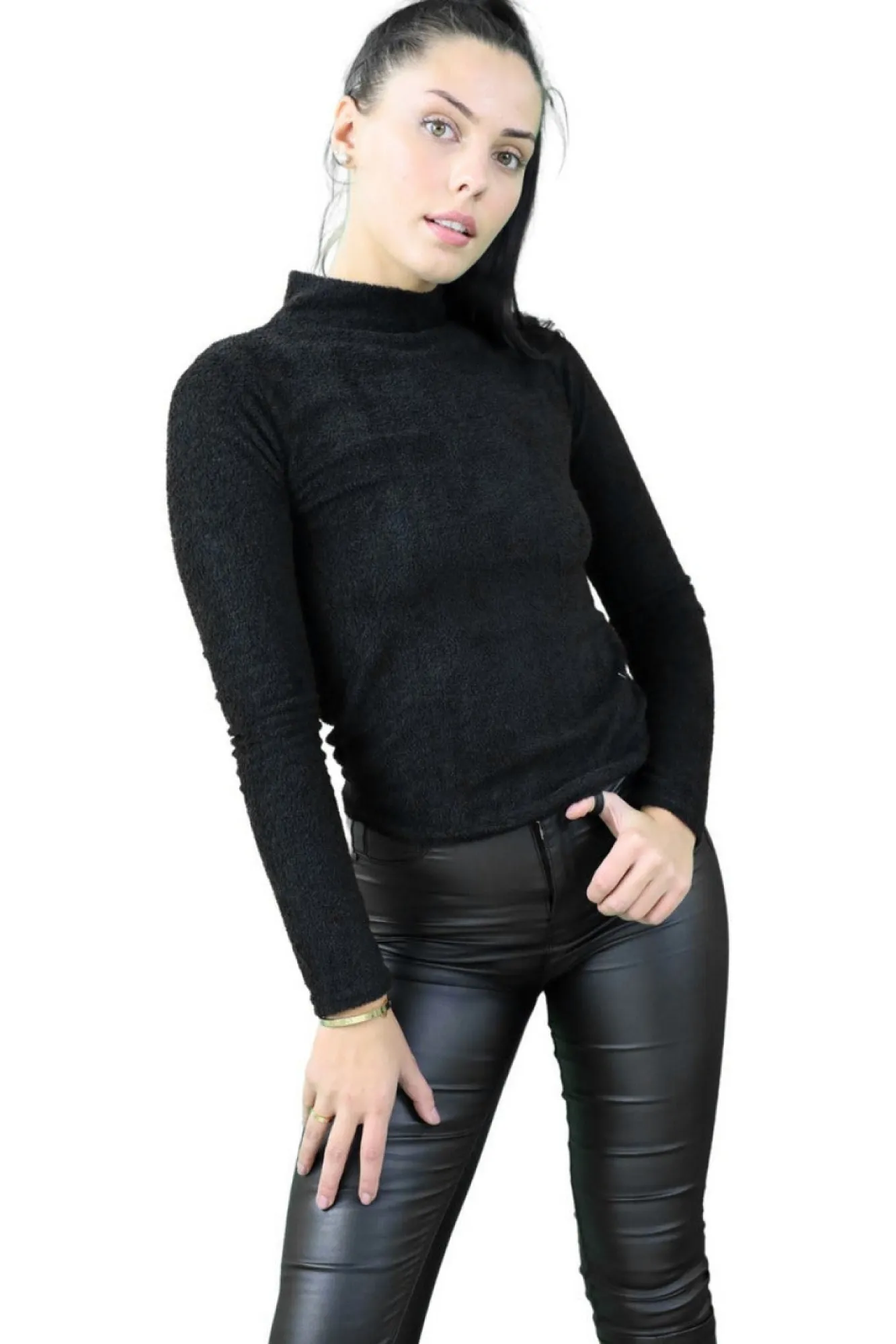 Trousers^Signage Pu Legging Casual Black