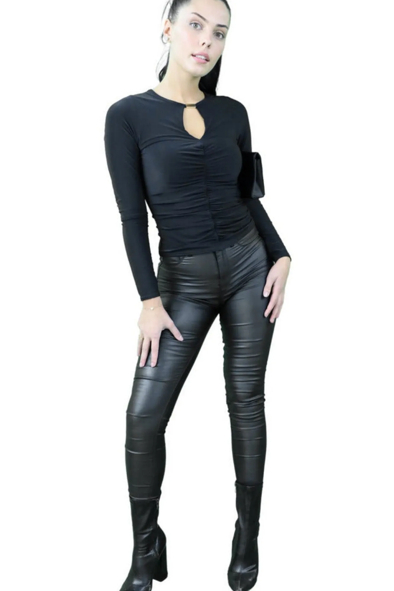 Trousers^Signage Pu Legging Casual Black