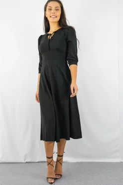 Midi Dresses^Signage Tie Keyhole Front Midi Dress Black