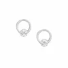 Jewellery^White Leaf Circle Earring With Single Crystal In Silver