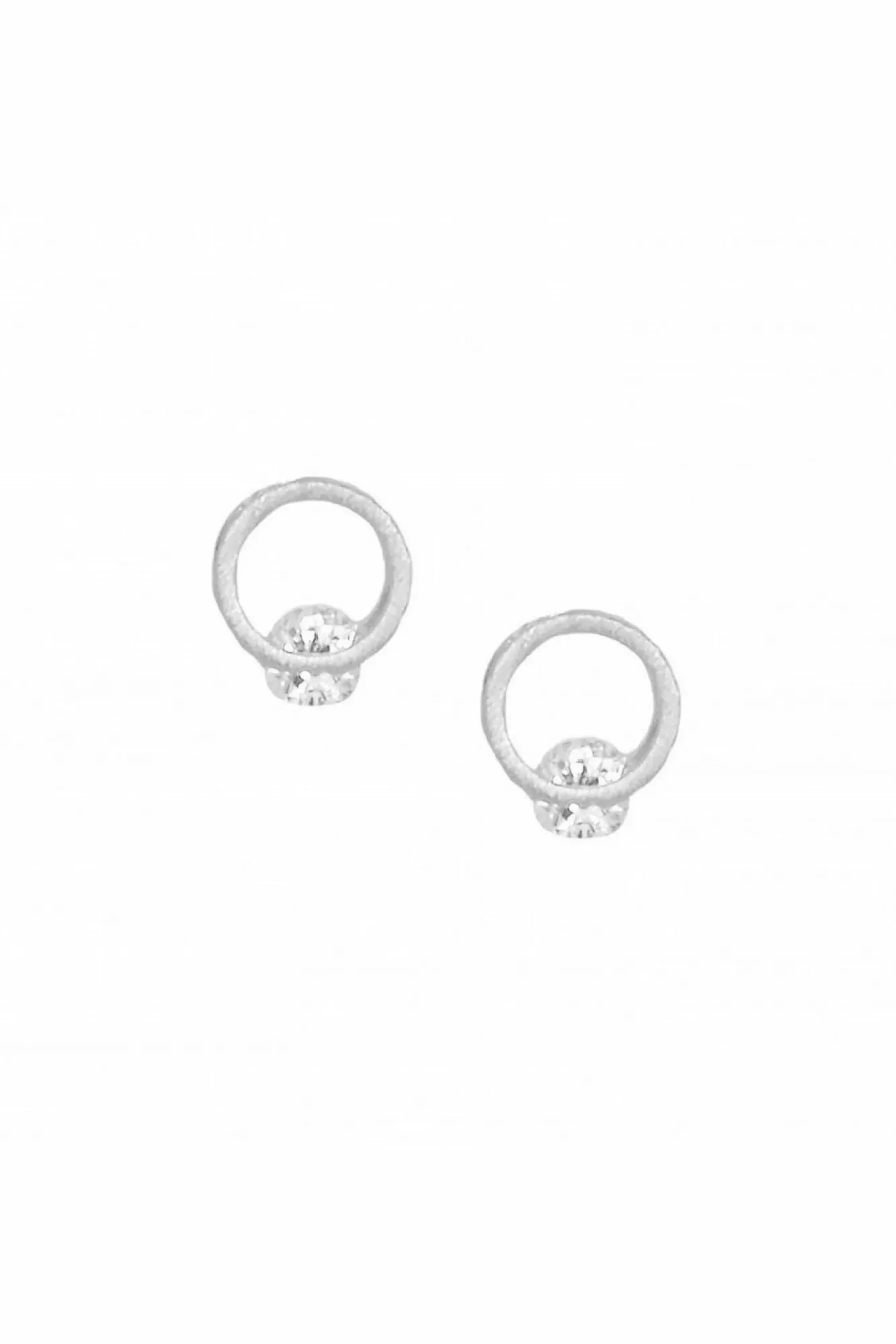 Jewellery^White Leaf Circle Earring With Single Crystal In Silver
