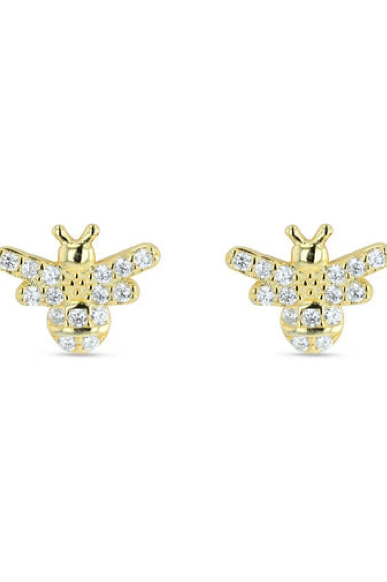 Jewellery^White Leaf Crystal Bee Earring Plated Sterling Silver Gold