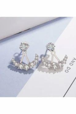 Jewellery^White Leaf Cubic Zirconia Curve Ear Jacket Sterling Silver