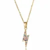 Jewellery^White Leaf Rainbow Cubic Zirconia Lightning Bolt Necklace Gold