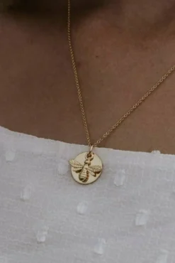 Jewellery^Wisteria London Bee Coin Necklace Gold