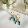 Jewellery^Wisteria London Cayman Huggie Hoop Earrings Turquoise