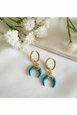 Jewellery^Wisteria London Cayman Huggie Hoop Earrings Turquoise