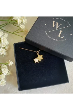 Jewellery^Wisteria London Clara Double Star Necklace Gold