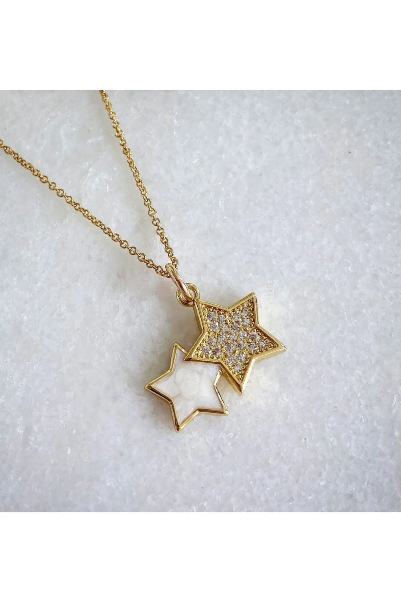 Jewellery^Wisteria London Clara Double Star Necklace Gold