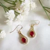 Jewellery^Wisteria London Esmeralda Teardrop Earrings Red