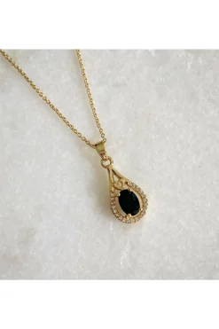Jewellery^Wisteria London Esmeralda Teardrop Necklace Black