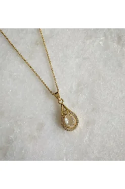 Jewellery^Wisteria London Esmeralda Clear Teardrop Necklace White